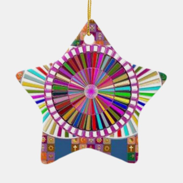 HAPPY ART:  CHRISTMAS HOLIDAYS FESTIVALS CERAMIC TREE DECORATION (Front)
