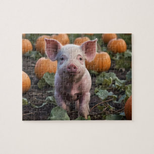 Happy As A Baby Pig In A Pumpkin Patch, Jigsaw Puzzle