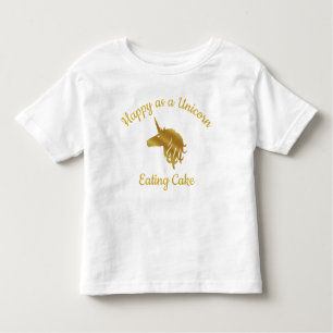 Happy as a Unicorn Eating Cake Toddler T-Shirt