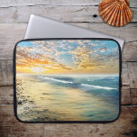 Happy at the Beach Laptop Sleeve<br><div class="desc">Laptop sleeve featuring an image of a sunset at the beach,  with your custom texts (optional).</div>