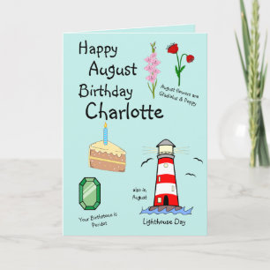 Happy August Birthday Folded Greeting Card