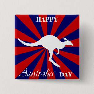 Happy Australia Day Australian Kangaroo 15 Cm Square Badge