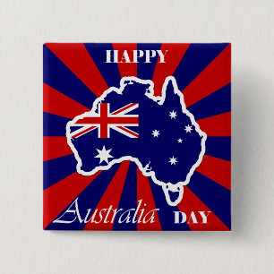 Happy Australia Day Australian Map Flag 15 Cm Square Badge