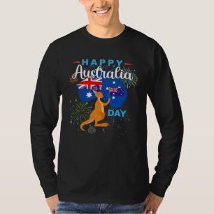Happy Australia Day Kangaroo Australia Flag Down U T-Shirt