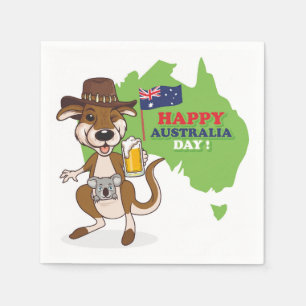 Happy Australia Day Kangaroo Koala Napkin