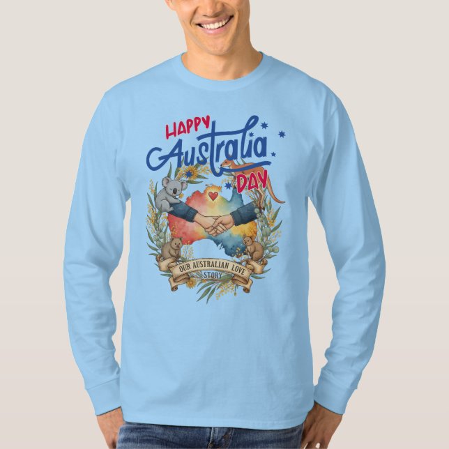 Happy Australia Day Unity Wildlife Long Sleeve T-Shirt (Front)