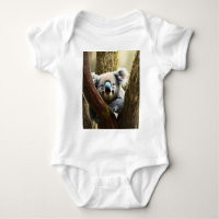 Happy Australian Koala Bear In Tree, Baby Bodysuit