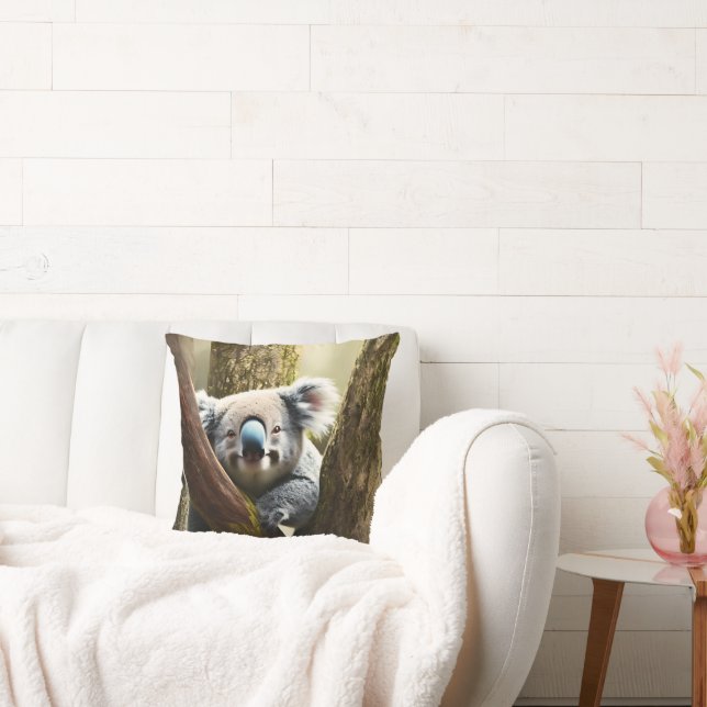 Happy Australian Koala Bear In Tree, Cushion (Couch)
