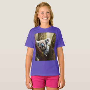 Happy Australian Koala In Tree, Girls Tshirt