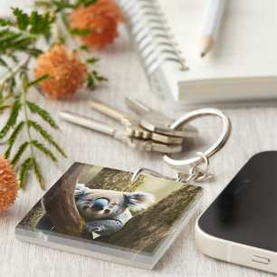 Happy Australian Koala In Tree, Keyring