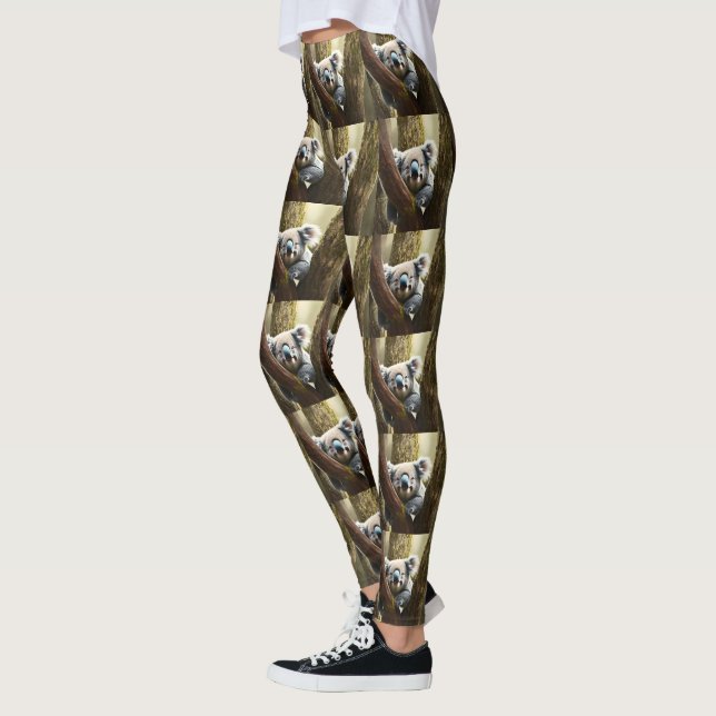 Happy Australian Koala In Tree, Leggings (Left)
