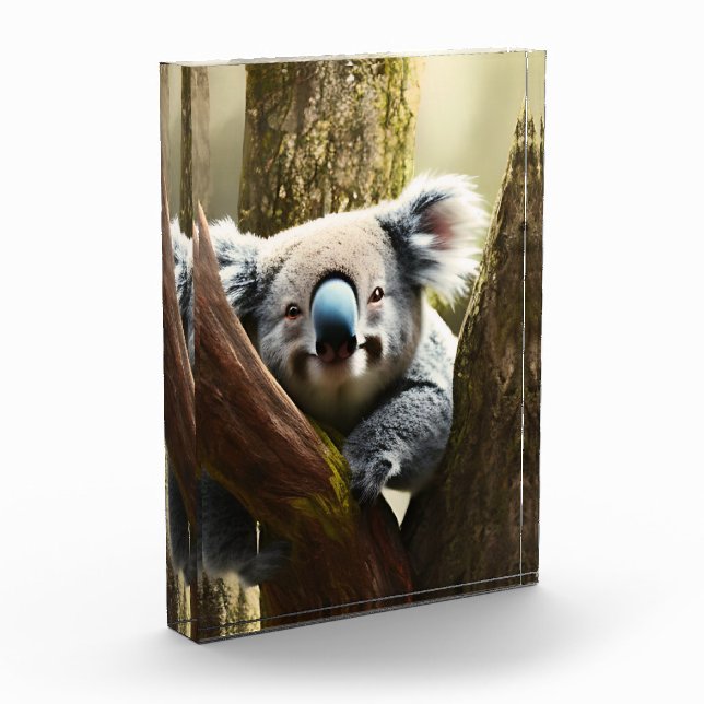 Happy Australian Koala In Tree, Photo Block (Left)