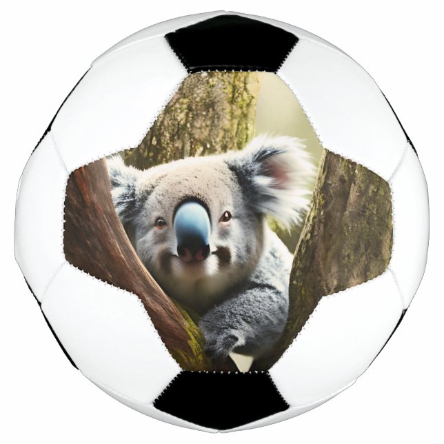 Happy Australian Koala In Tree, Soccer Ball (Front)