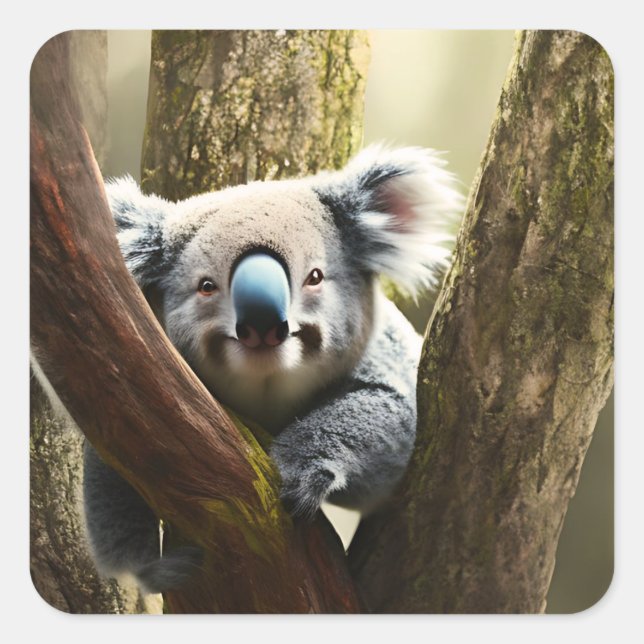 Happy Australian Koala In Tree, Stickers (Front)