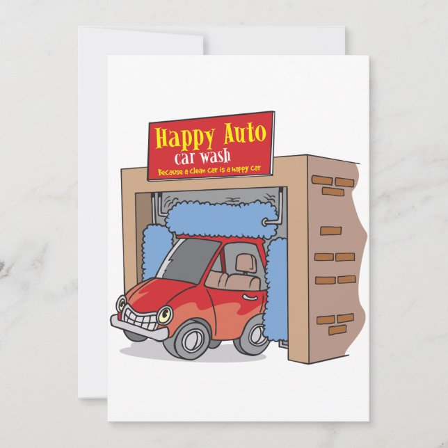 Happy Auto Car Wash Invitations (Front)