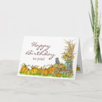 Happy Autumn Birthday Pumpkin Patch Black Crow