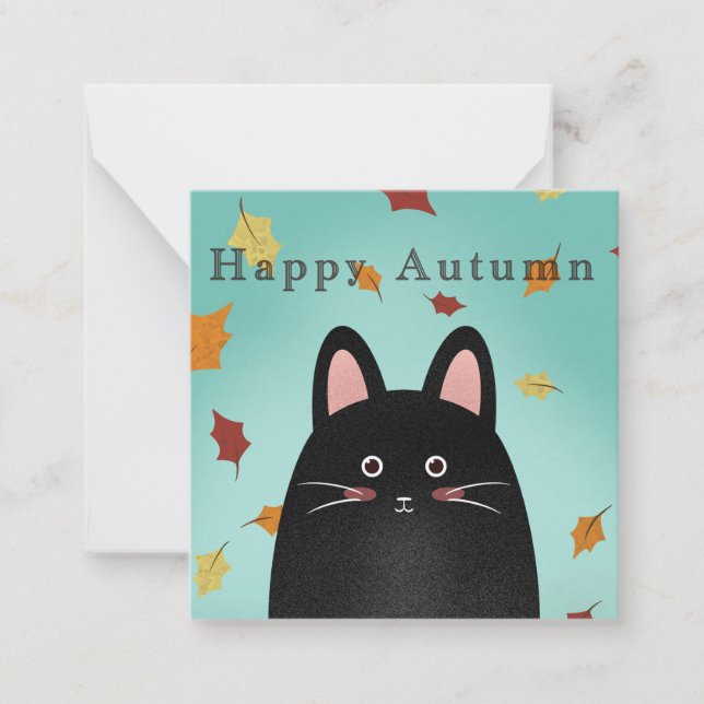 Happy Autumn Black Cat Card (Front)