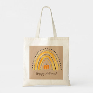 Happy Autumn Boho Rainbow Shopping Tote Bag