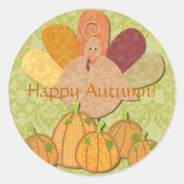 Happy Autumn! Classic Round Sticker (Front)