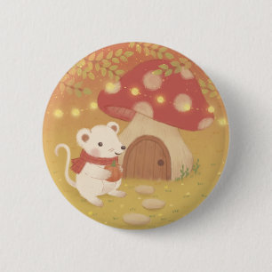 Happy Autumn Days with Mouse 6 Cm Round Badge