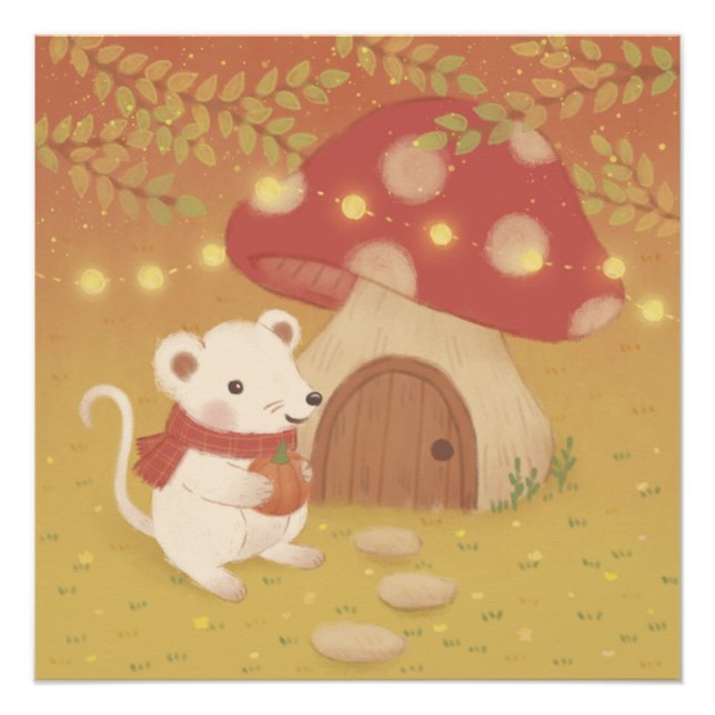 Happy Autumn Days with Mouse Poster (Front)