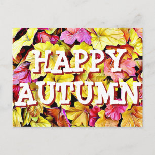 Happy Autumn Fall Leaves postcard