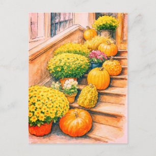 Happy Autumn Thanksgiving Pumpkin Postcard