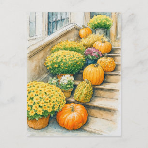 Happy Autumn Thanksgiving Pumpkin Postcard