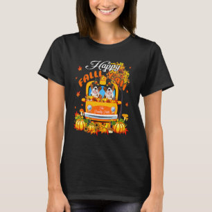 Happy Autumn Y'all Thanksgiving St Bernards On Fal T-Shirt
