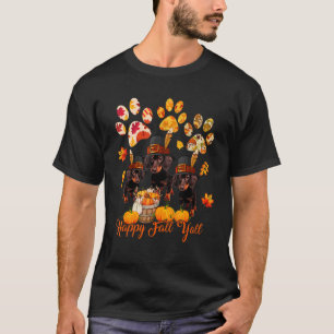 Happy Autumn Y'all Thanksgiving Three Dachshund Do T-Shirt