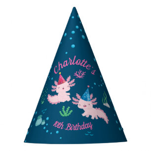 Happy Axolotl Aquatic Birthday Adventure Party Hat