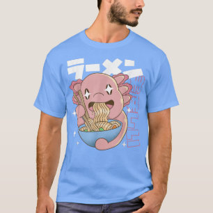 Happy Axolotl Eating Ramen Japan Style Kawaii Anim T-Shirt
