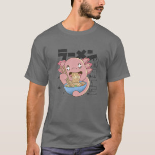 Happy Axolotl Eating Ramen Japan Style Kawaii Anim T-Shirt