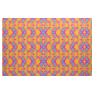 Happy Aztec Orange Pink Blue Pattern Fabric