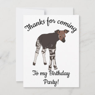 Happy B-day Baby Okapi Thank You Card