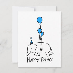 Happy b day elephant blue balloons holiday card