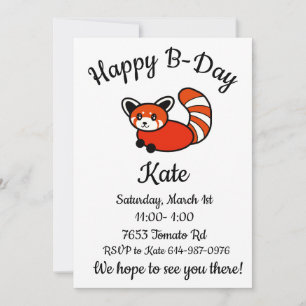 Happy B-day Red Panda Invitation