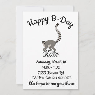 Happy-B Day Ring Tailed Lemur Invitation
