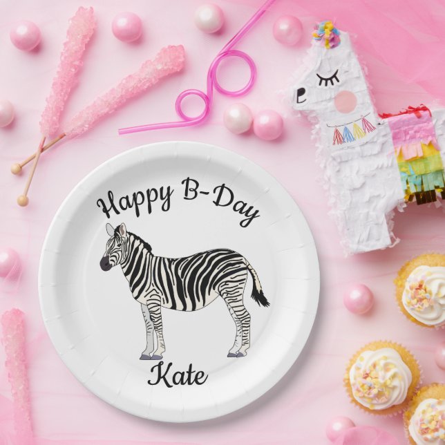 Happy B-day Zebra Paper Plate (Party)