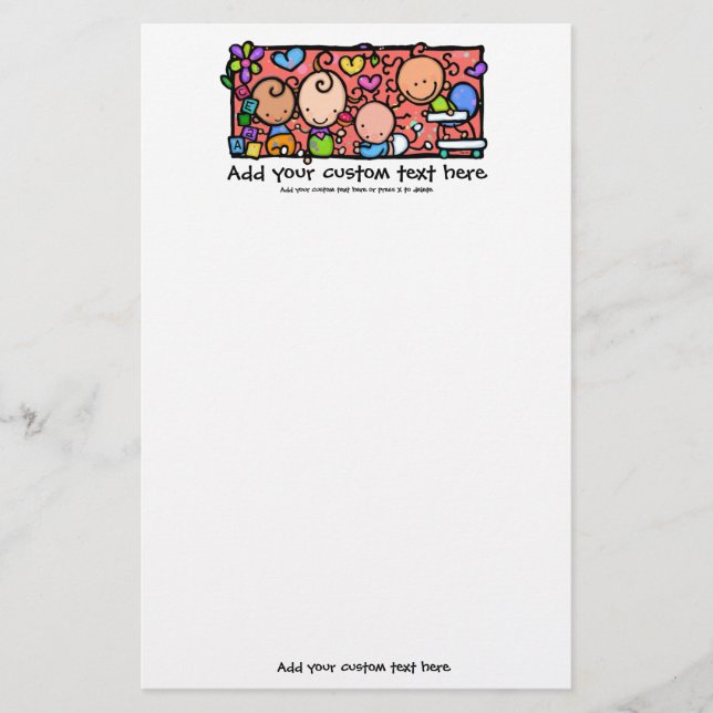 Happy Babies colourful custom stationery (Front)