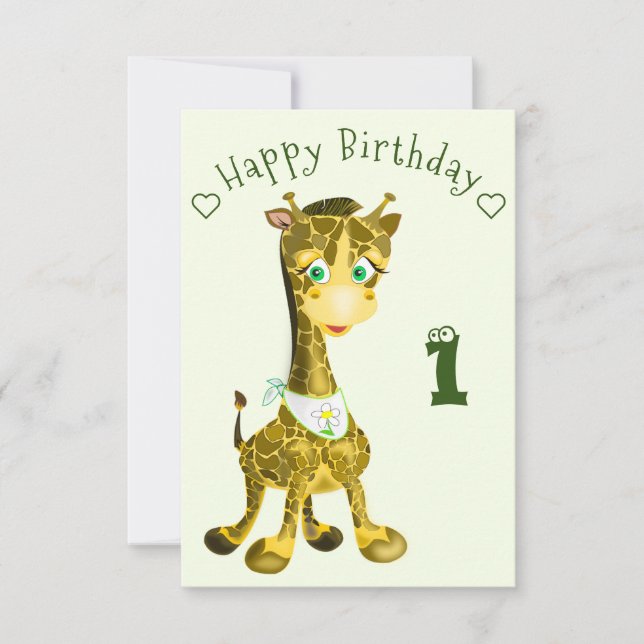 Happy Baby Giraffe Birthday Card (Front)