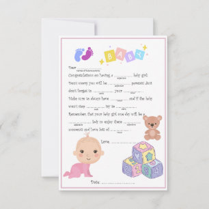 Happy Baby Girl Libs Card