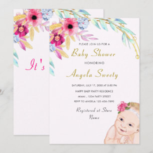 Happy Baby Girl Shower Invitation Your Own Design