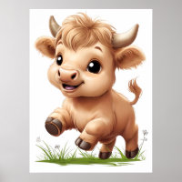 Happy Baby Highland Cow Nursery Art