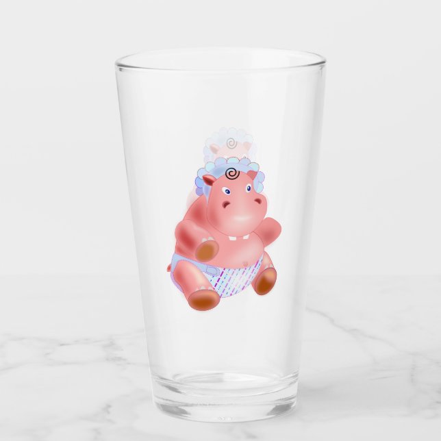 Happy Baby Hippo Funny Glass (Front)
