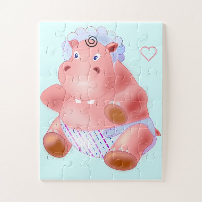 Happy Baby Hippo Jigsaw Puzzle (Vertical)
