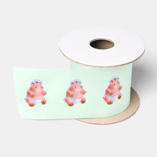 Happy Baby Hippo Satin Ribbon
