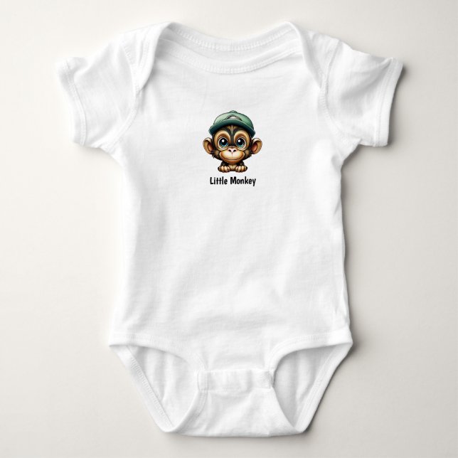 Happy Baby Monkey Green Hat Bodysuit (Front)