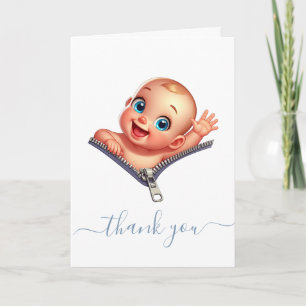 Happy Baby Peeking out Baby Shower Thank You Card