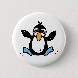 happy baby penguin 6 cm round badge